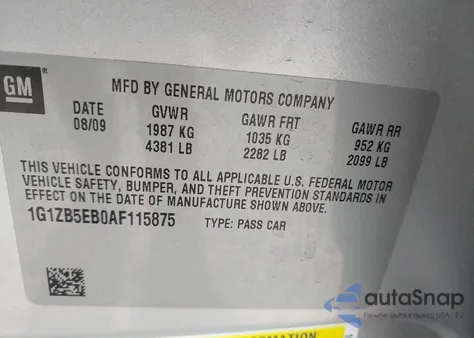 2010 Chevrolet Malibu Ls from USA, damaged, VIN 1G1ZB5EB0AF115875